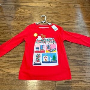 Mini Boden Christmas Holiday Lift Flap Shirt, Red, Size 11-12, New with tags